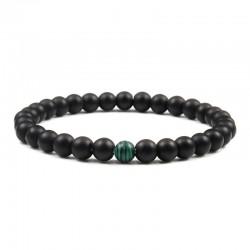 Bracelet agate black matte, bead malachite green AAT-6022-22